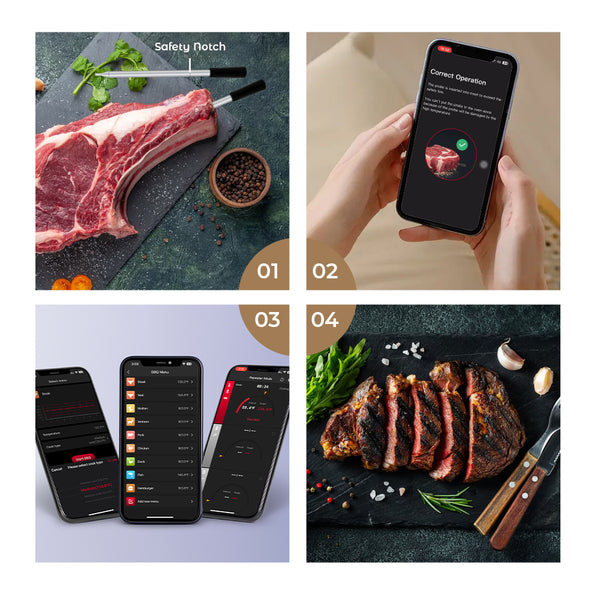 Termómetro para cocinar y freír - WIFI con APP para freír - Repetidor asegura larga distancia al móvil - Horno, parrilla o sartén.