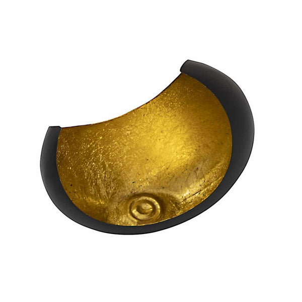 Candle holder - candle holder made as a moon/sickle shape black matt gilded inside