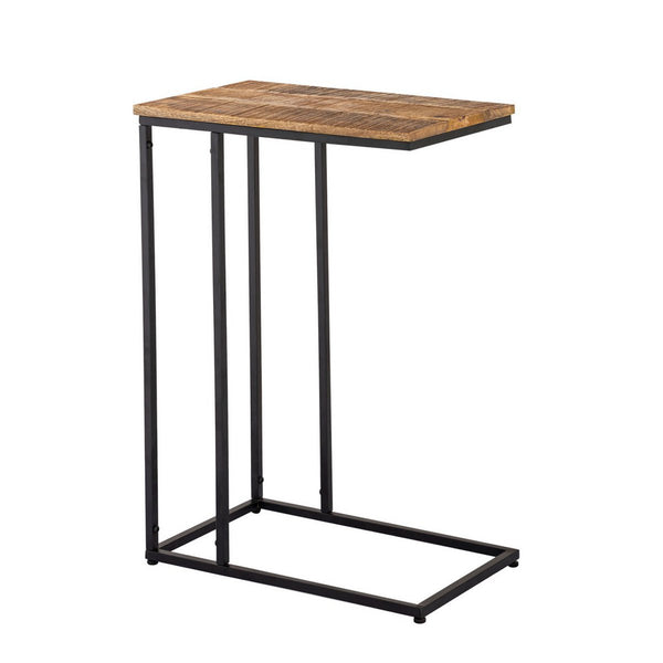 Mesa auxiliar de Toronto con estructura de metal y tablero de madera.