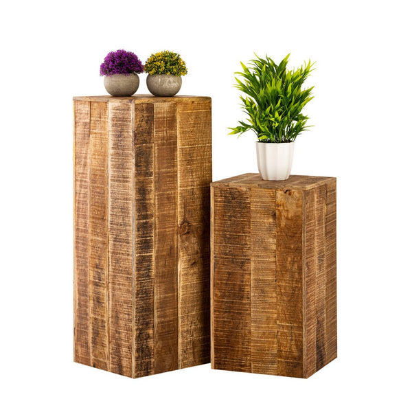 Columna de flores, taburete para flores de madera de mango - Dimensiones 27x27 cm - altura 50 o 73 cm