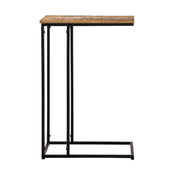 Mesa auxiliar de Toronto con estructura de metal y tablero de madera.