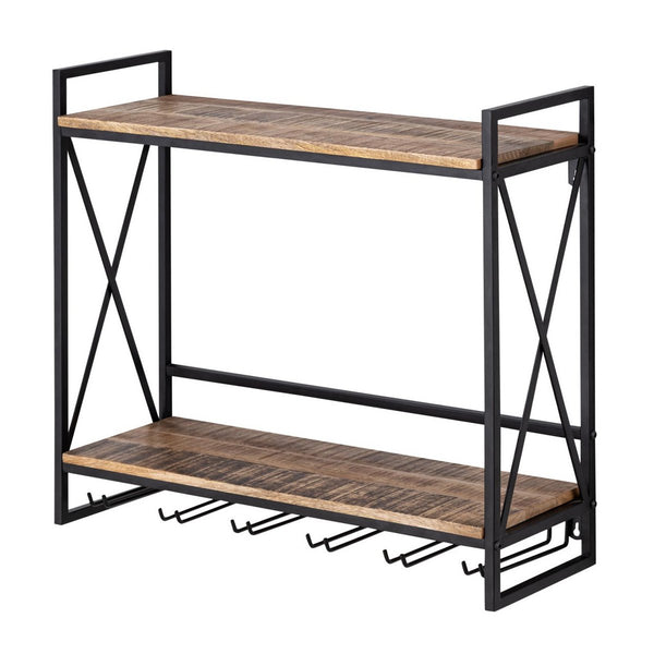 Wine rack/home bar in wood - Bottle rack Rio made of mango wood with metal frame