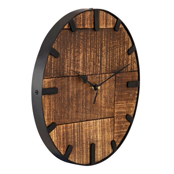 Reloj de pared madera diámetro 30 cm. Reloj de salón moderno redondo fabricado en madera vintage silencioso. Fabricado en madera de mango.