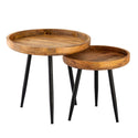 Mesa auxiliar de madera redonda de 40 o 50cm de diámetro. Mesa de centro mesa de salón Vancouver pies de metal negro mate