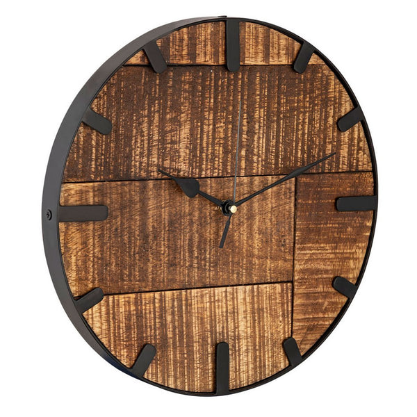 Reloj de pared madera diámetro 30 cm. Reloj de salón moderno redondo fabricado en madera vintage silencioso. Fabricado en madera de mango.