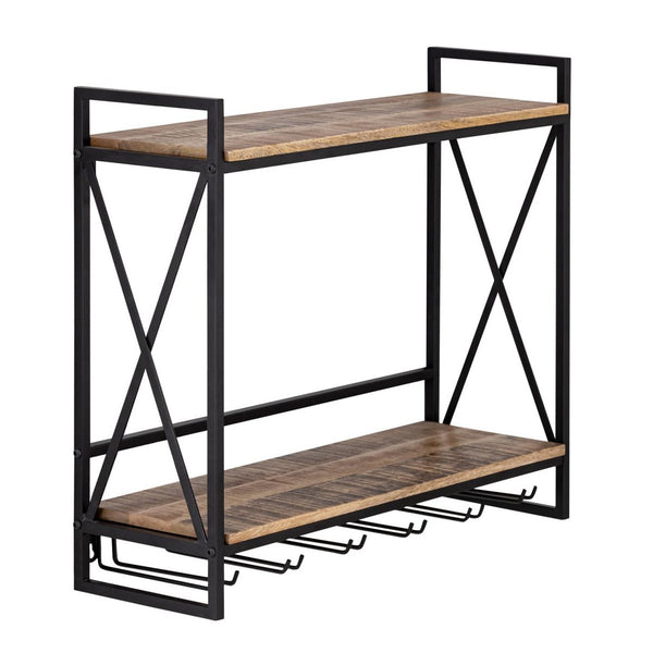 Wine rack/home bar in wood - Bottle rack Rio made of mango wood with metal frame